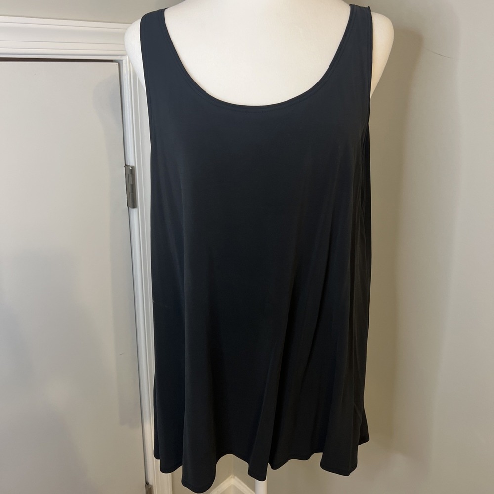 Eileen Fisher‎ Women's Black Silk Tank Top Scoop Neck Large